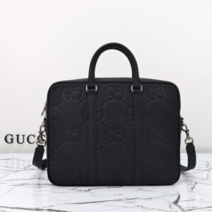 Fake Gucci Briefcase GG Leather Black - best quality fake designer bag