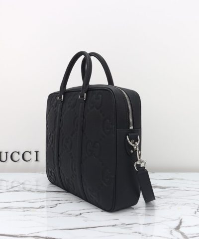 Fake Gucci Briefcase GG Leather Black - best quality fake designer bag
