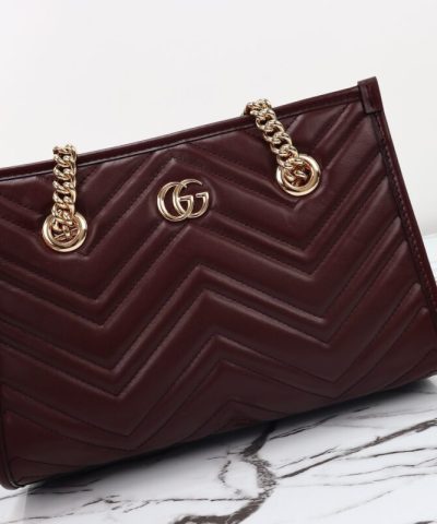 Fake Gucci GG Marmont Tote Bordeaux - high-quality designer bag dupe