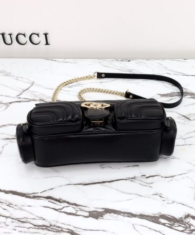 Fake Gucci Marmont 2.0 GG Shoulder Bag Black - high-end replica designer purse
