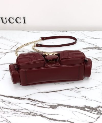 Fake Gucci Marmont 2.0 GG Shoulder Bag Bordeaux - top-grade luxury bag dupe