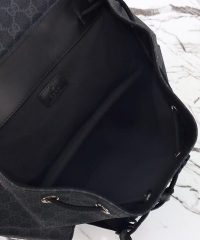 Fake Gucci GG Supreme Backpack Black - 1:1 premium replica handbag
