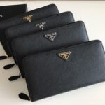 Replica Prada Saffiano Long Zipper Wallet Black