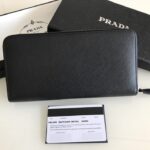 Replica Prada Saffiano Long Zipper Wallet Black
