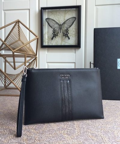 Replica Prada Large Pouch Black - elite factory replica handbag