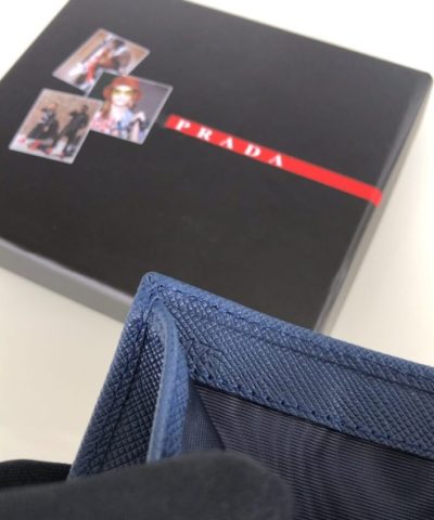 Replica Prada Saffiano Two Fold Wallet Blue - high-end replica designer purse