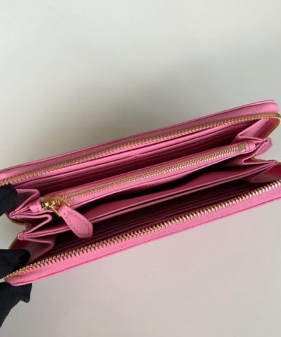 Fake Prada Saffiano Long Zipper Wallet Pink - best quality fake designer bag