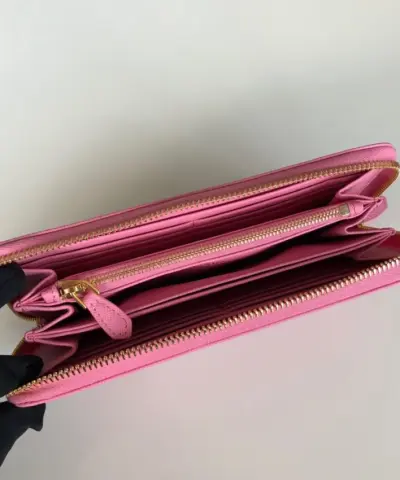Fake Prada Saffiano Long Zipper Wallet Pink - best quality fake designer bag