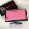 Fake Prada Saffiano Long Zipper Wallet Pink - designer handbag clone