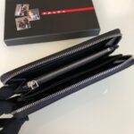 Replica Prada Saffiano Long Wallet Black Silver