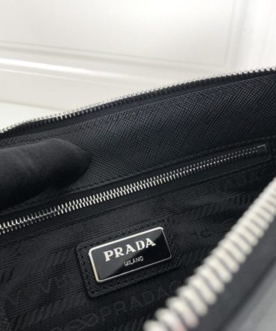 Fake Prada Saffiano Pouch Silver - ultra-realistic fake purse