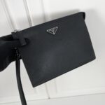 Replica Prada Saffiano Pouch Silver