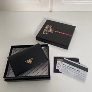 Replica Prada Saffiano Wallet Black Silver - 1:1 premium replica handbag