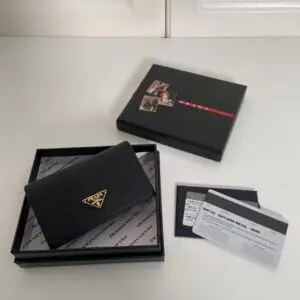 Replica Prada Saffiano Wallet Black Silver - 1:1 premium replica handbag