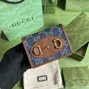 Replica Gucci Horsebit 1955 Wallet Denim Blue - high-end replica designer purse