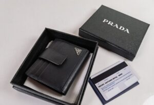 Replica Prada Saffiano Two Fold Compact Wallet - designer handbag clone