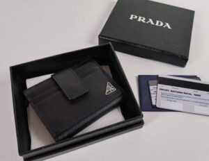 Fake Prada Saffiano Two Fold Wallet Silver - ultra-realistic fake purse