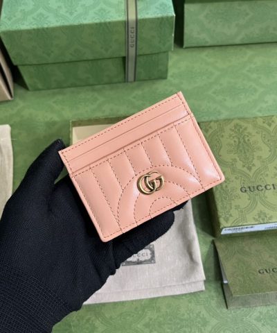 Fake Gucci Marmont Card Holder Pink - premium superclone handbag