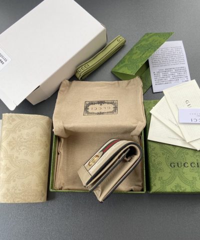 Fake Gucci Ophidia Compact White Wallet - 1:1 premium replica handbag