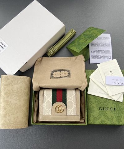 Fake Gucci Ophidia Compact White Wallet - premium superclone handbag