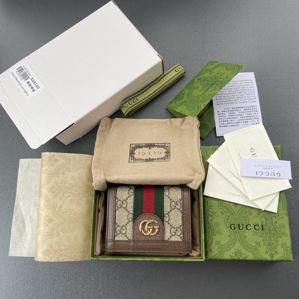 Replica Gucci Ophidia Compact Brown Wallet - high-end replica designer purse