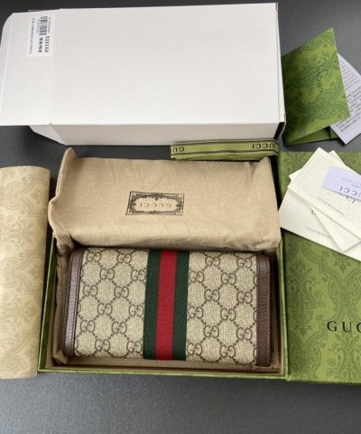 Fake Gucci Ophidia Long Wallet Brown - designer handbag clone