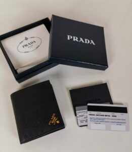 Fake Prada Saffiano Short Wallet Golden - ultra-realistic fake purse