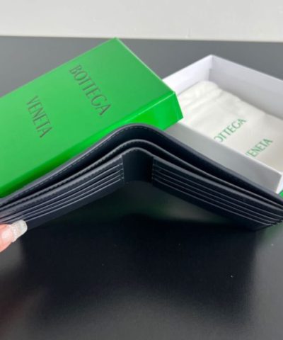 Replica Bottega Veneta Intrecciato Bi – Fold Wallet White&Blue - best quality fake designer bag