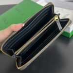 Replica Bottega Veneta Zip Long Wallet Green Grid - affordable luxury replica bag