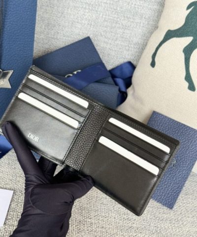 Fake Dior Jacquard Wallet Oblique Black - high-end replica designer purse