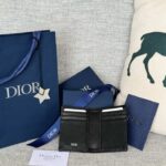 Replica Dior Bi Fold Card Holder Oblique Black - high-quality designer bag dupe