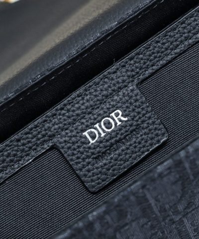 Fake Dior Saddle Messenger Bag Oblique Black - best quality fake designer bag