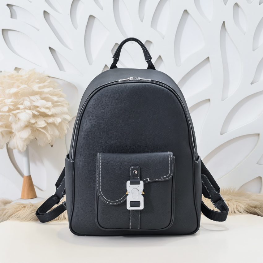 Replica Dior Saddle Zip Backpack Black Grained Calfskin - affordable designer bags Replica Dior Saddle Zip Backpack Black Grained Calfskin - affordable designer bags