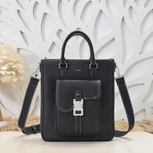 Fake Dior Saddle Shopping Tote Black - 1:1 premium replica handbag