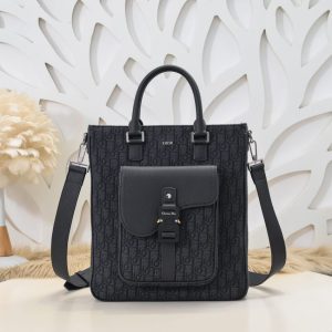 Replica Dior Saddle Shopping Tote Oblique Black - top-grade luxury bag dupe