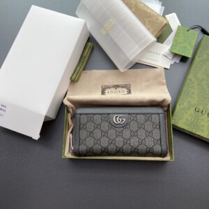 Fake Gucci Ophidia Zipper Wallet Grey - affordable luxury replica bag