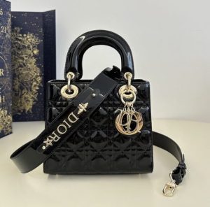 Replica Lady Dior Patent Black Abc - ultra-realistic fake purse