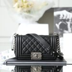 CHANEL Le Boy Black Small - fake chanel boy small front view