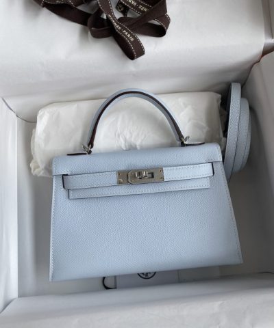 Fake Hermès Kelly Epsom Haze Blue - 1:1 premium replica handbag