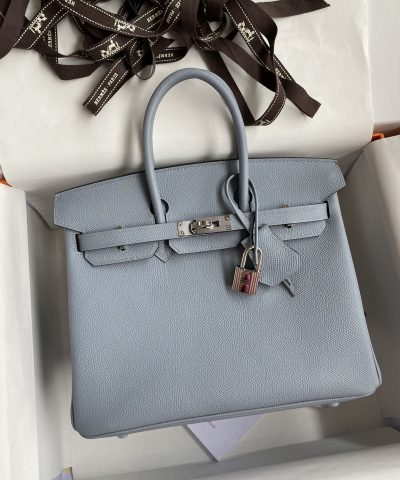 Replica Hermès Birkin Epsom Linen Blue Silver - high-end replica designer purse