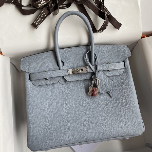Replica Hermès Birkin Epsom Linen Blue Silver - high-end replica designer purse