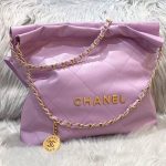 CHANEL 22 Small Handbag Purple - chanel 22 purple dupe front view