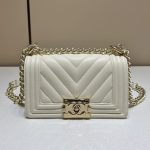 CHANEL Le Boy Small Ivory - chanel boy bag dupe front view
