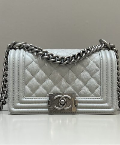 CHANEL Le Boy Grey Silver