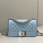 CHANEL Le Boy Light Blue - chanel boy light blue dupe front view