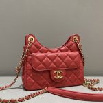 CHANEL Hobo Small Red - fake chanel hobo red front view
