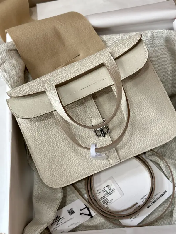 Replica Hermès Halzan White - ultra-realistic fake purse