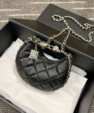 CHANEL  23P Crescent Bag - chanel crescent bag replica front view