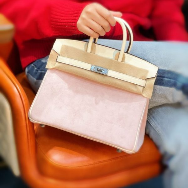 Replica Hermès Birkin Pink Suede - designer handbag clone
