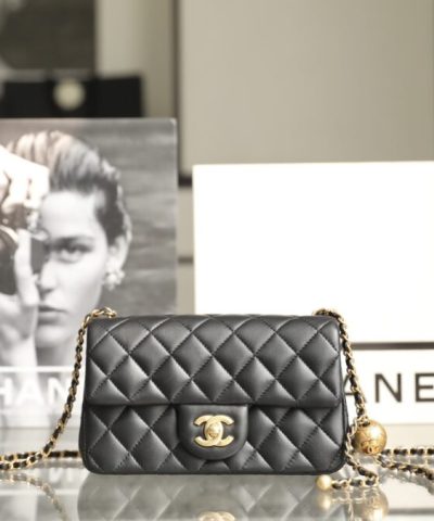 CHANEL CF 17cm Golden Ball Black - chanel golden ball black replica front view